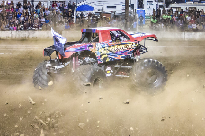 Monster trucks are back tearing things up at the Harvest Festival arena.
