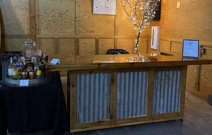 This custom-made bar was built from materials salvaged from the Beachie Creek Fire. It sold for $5,100 at the Stayton Boosters Club auction on Feb. 12. 