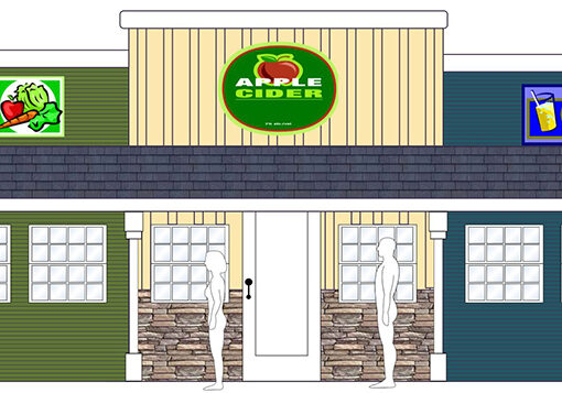 Schematic of the Tiny Business Village in Aumsville’s Porter-Boone Park – a.k.a. Maude’s.