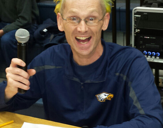 Stayton P.E. teacher Chuck Larimer says his hair frequently gets “styled” as part of the event. Submitted Photo