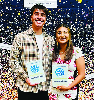 Omar Garcia of Stayton High School and Melissa Gonzalez of Regis were honored as 2022 Rotary Future First Citizens at the Stayon Sublimity Area Chamber of Commerce Best of the Best community awards. Submitted Photo
