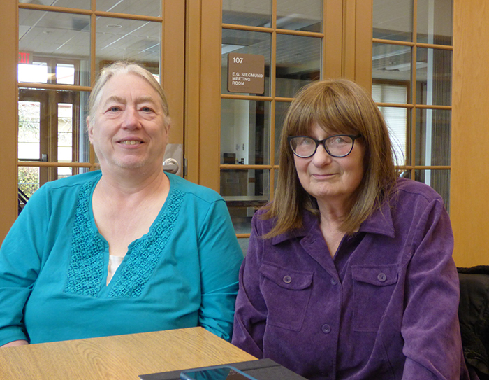 Judy Skinner and Terri Adams, members of the Santiam Historical Society. Melissa Wagoner