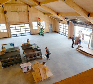 The view from the upper floor storage area of the under-construction Ty Hart Fitness Center at Stayton High. Booster Club officials hope to have it open for the start of the school year. James Day
