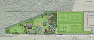 A site plan for the proposed Mill Creek Park in Stayton, prepared by AKS Engineering. The City of Stayton was awarded a $1 million state grant Sept. 18 toward development of the park.       City of Stayton