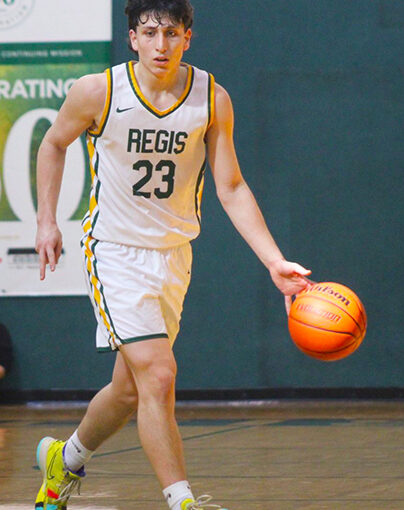 Regis senior Isaiah Koehnke looks for room to maneuver. The Rams’ sharpshooter set a state high school scoring record this season.JMcDonaldMedia