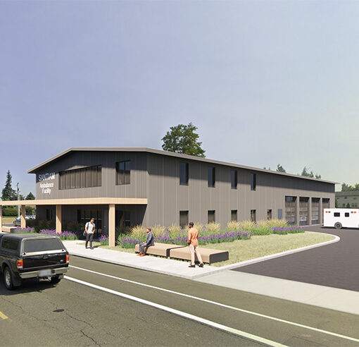 An artist’s rendering of the planned Santam Hospital & Clinics ambulance facility in Sublimity. Santiam Hospital & Clinics