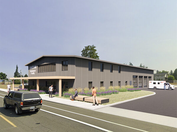 An artist’s rendering of the planned Santam Hospital & Clinics ambulance facility in Sublimity. Santiam Hospital & Clinics