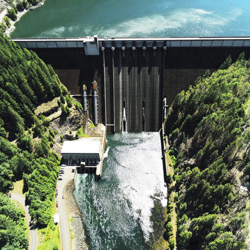 Aerial view of the Detroit Dam U.S. Army Corps of Engineers