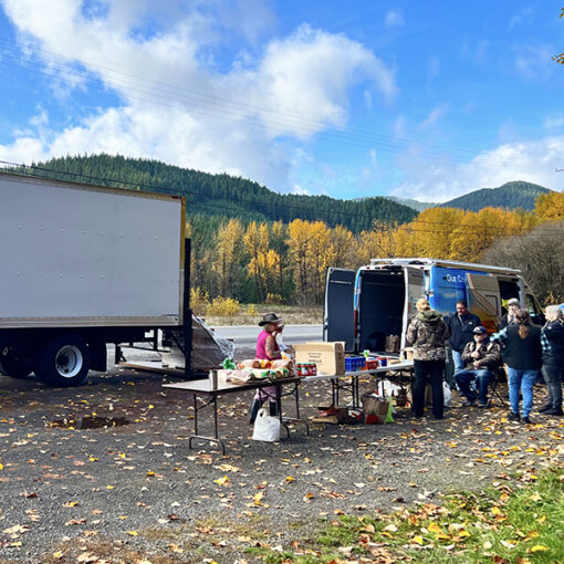 Food boxes were distributed in Idanha during Santiam Hospital & Clinics food relief effort during the federal government shutdown. Santiam Hospital & Clinics