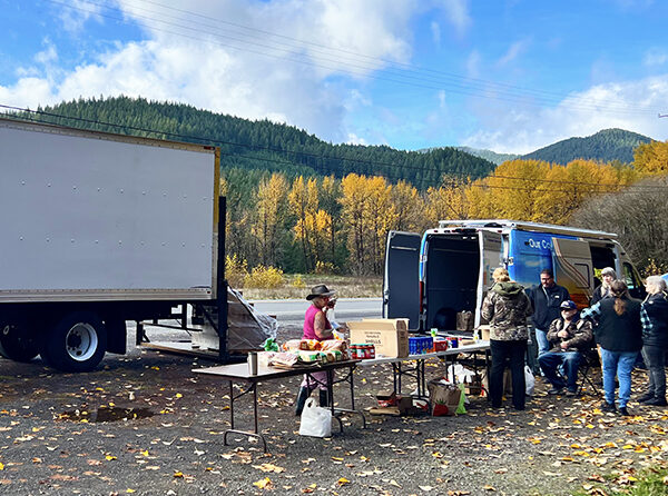 Food boxes were distributed in Idanha during Santiam Hospital & Clinics food relief effort during the federal government shutdown. Santiam Hospital & Clinics